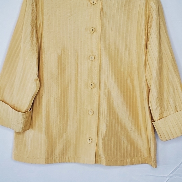 Chico's Pleated Lightweight Jacket Size 3 US 16-18 Lined Shacket Office Neutral - Picture 3 of 11